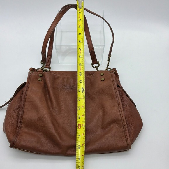AMERICAN LEATHER CO Brown Genuine Leather Handbag Lenox Triple Entry Satchel - Picture 12 of 12